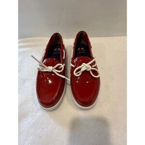 Cole Haan womens Nantucket Camp Moccasins sz 8B  Red Patent Leather
